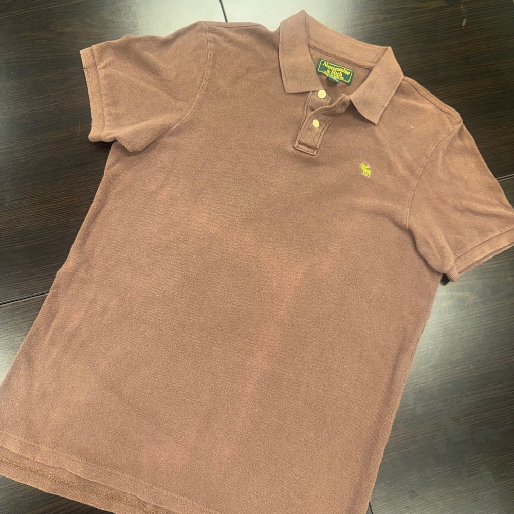 Abercrombie & Fitch Polo Shirt Mens XXL Brown Excellent Vintage Y2K Pique Cotton
